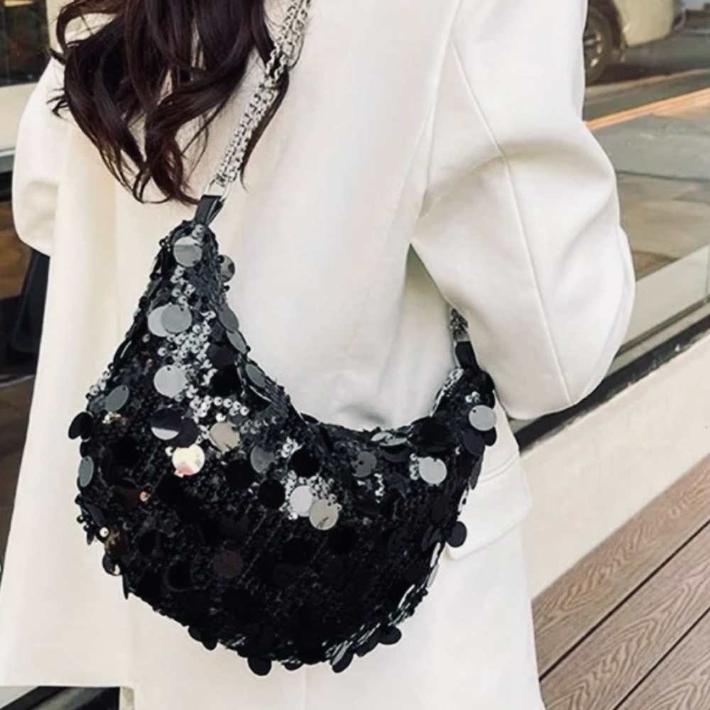 Private Label Black Sequin Tote Bag